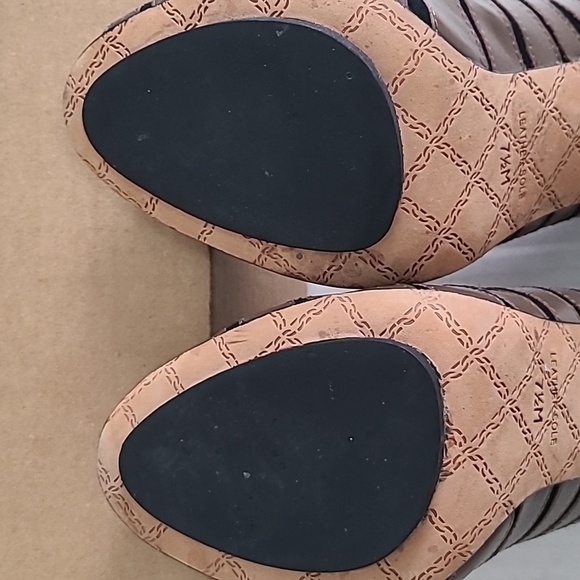 L.A.M.B. Gwen Stefani Bindi Leather Peep Toe Zip UP Ankle Boots in Brown 7.5 - Picture 12 of 16